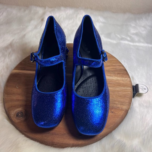 Geox Royal Blue Metallic Seyla Leather Pump Size 36 NWOB - Picture 6 of 13